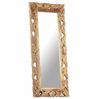 321640 vidaXL Hand Carved Mirror Brown 110x50 cm Solid Mango Wood