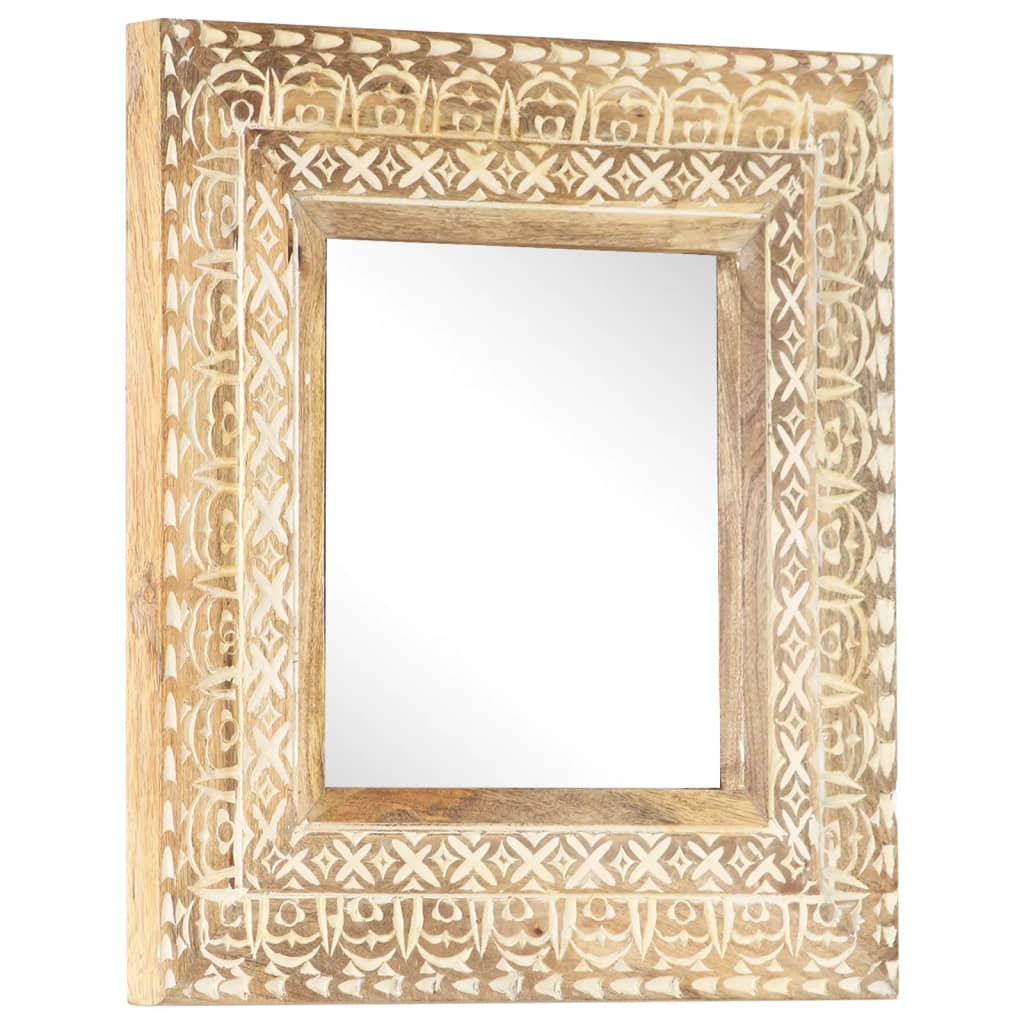 Hand-Carved Mirror 50x50x2.6 cm Solid Mango Wood