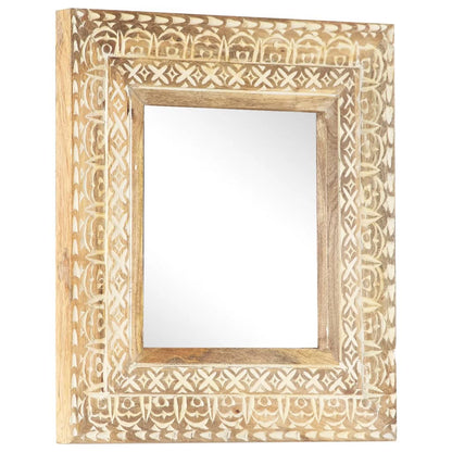 Hand-Carved Mirror 50x50x2.6 cm Solid Mango Wood