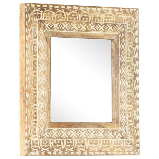 Hand-Carved Mirror 50x50x2.6 cm Solid Mango Wood