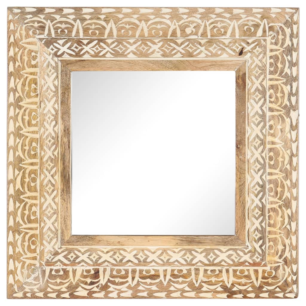 Hand-Carved Mirror 50x50x2.6 cm Solid Mango Wood