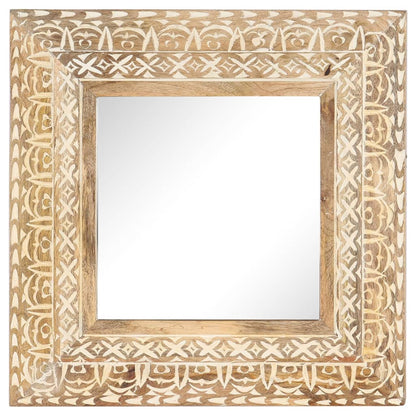 Hand-Carved Mirror 50x50x2.6 cm Solid Mango Wood