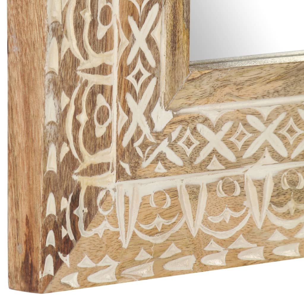Hand-Carved Mirror 50x50x2.6 cm Solid Mango Wood
