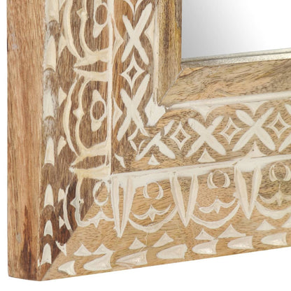 Hand-Carved Mirror 50x50x2.6 cm Solid Mango Wood
