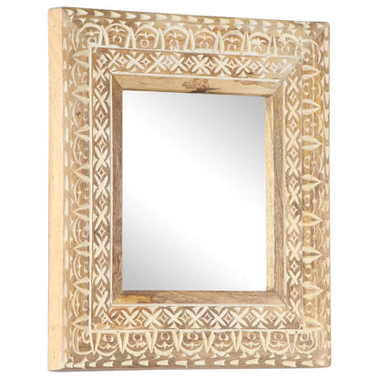 Hand-Carved Mirror 50x50x2.6 cm Solid Mango Wood