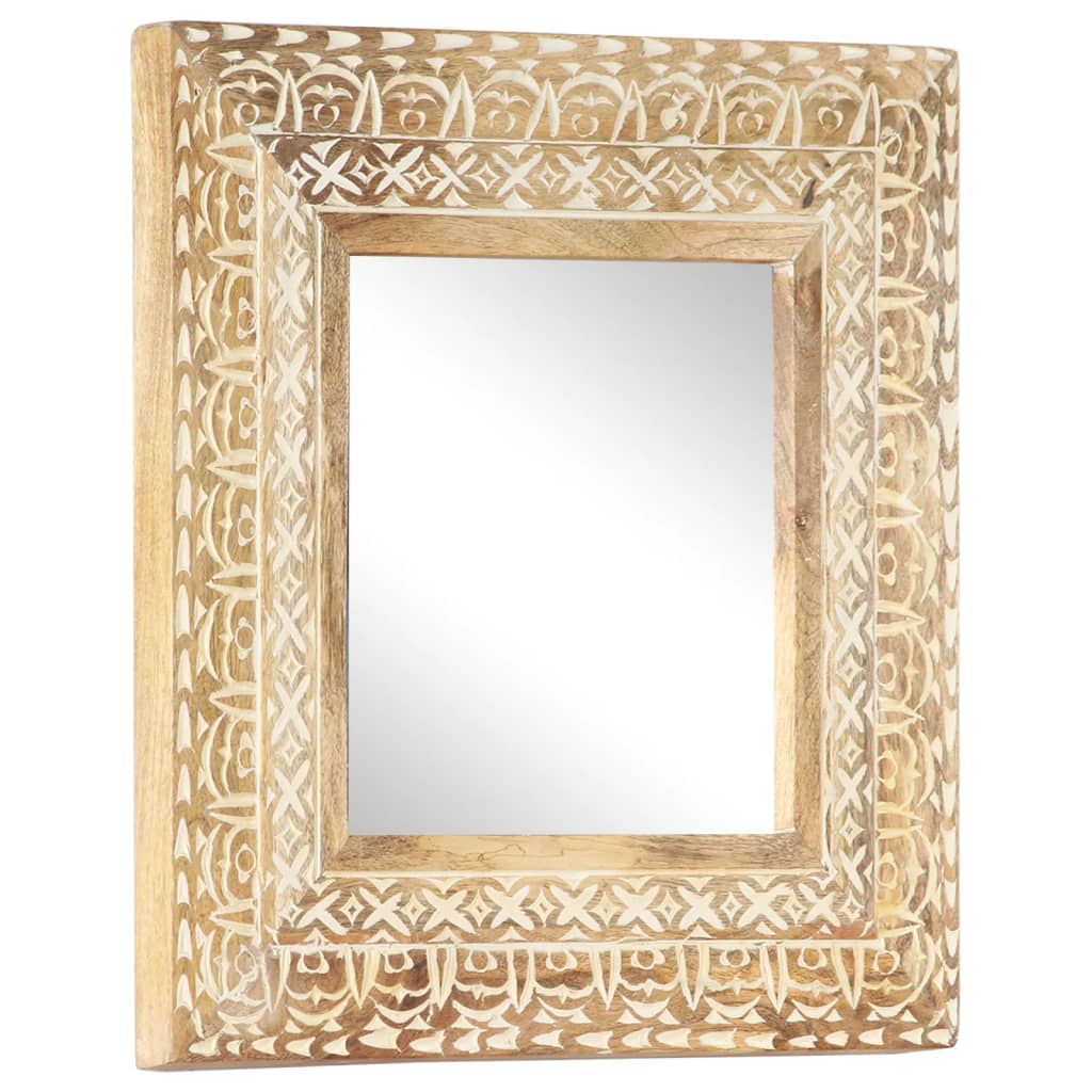 Hand-Carved Mirror 50x50x2.6 cm Solid Mango Wood