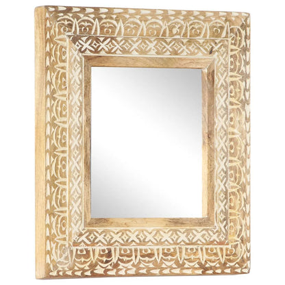 Hand-Carved Mirror 50x50x2.6 cm Solid Mango Wood