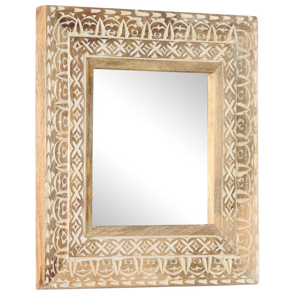 Hand-Carved Mirror 50x50x2.6 cm Solid Mango Wood