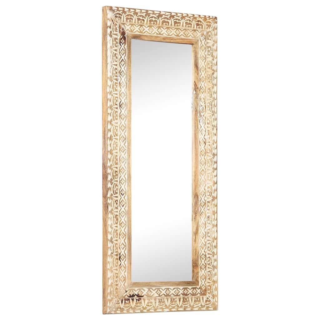 321646 vidaXL Hand-Carved Mirror 110x50x2,6 cm Solid Mango Wood