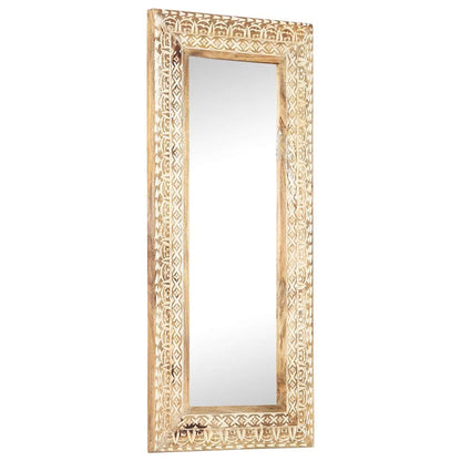 321646 vidaXL Hand-Carved Mirror 110x50x2,6 cm Solid Mango Wood