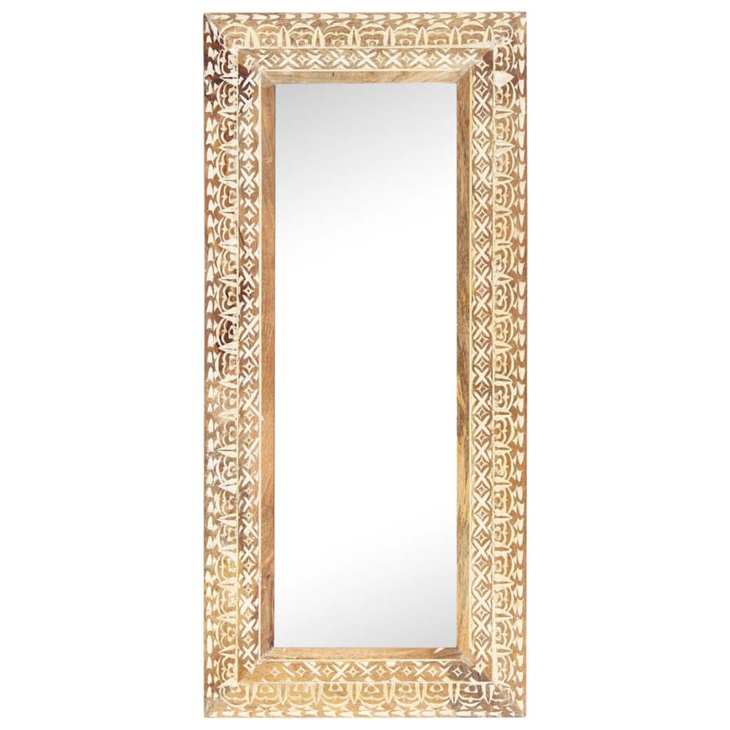 321646 vidaXL Hand-Carved Mirror 110x50x2,6 cm Solid Mango Wood