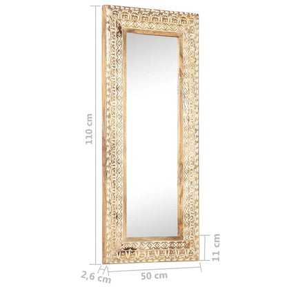 321646 vidaXL Hand-Carved Mirror 110x50x2,6 cm Solid Mango Wood