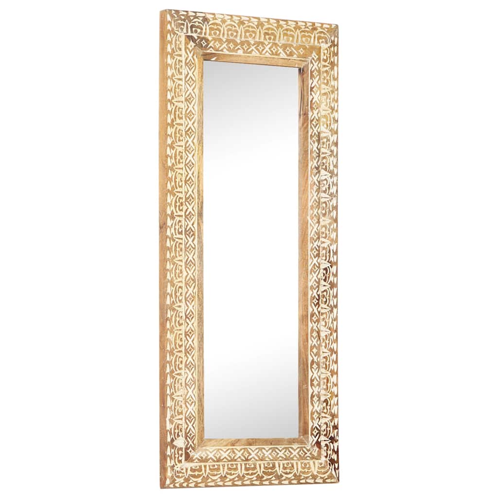321646 vidaXL Hand-Carved Mirror 110x50x2,6 cm Solid Mango Wood