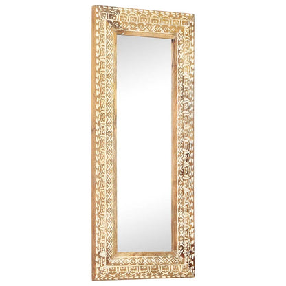 321646 vidaXL Hand-Carved Mirror 110x50x2,6 cm Solid Mango Wood