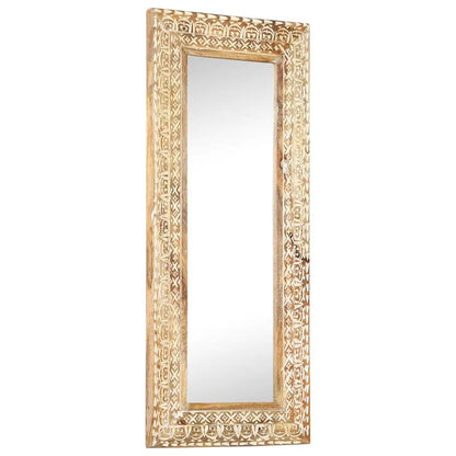 321646 vidaXL Hand-Carved Mirror 110x50x2,6 cm Solid Mango Wood
