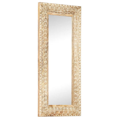 321646 vidaXL Hand-Carved Mirror 110x50x2,6 cm Solid Mango Wood