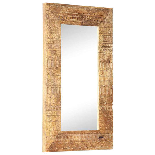 Hand-Carved Mirror 80x50x2,5 cm Solid Mango Wood