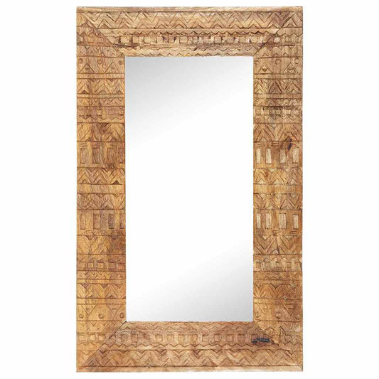 Hand-Carved Mirror 80x50x2,5 cm Solid Mango Wood