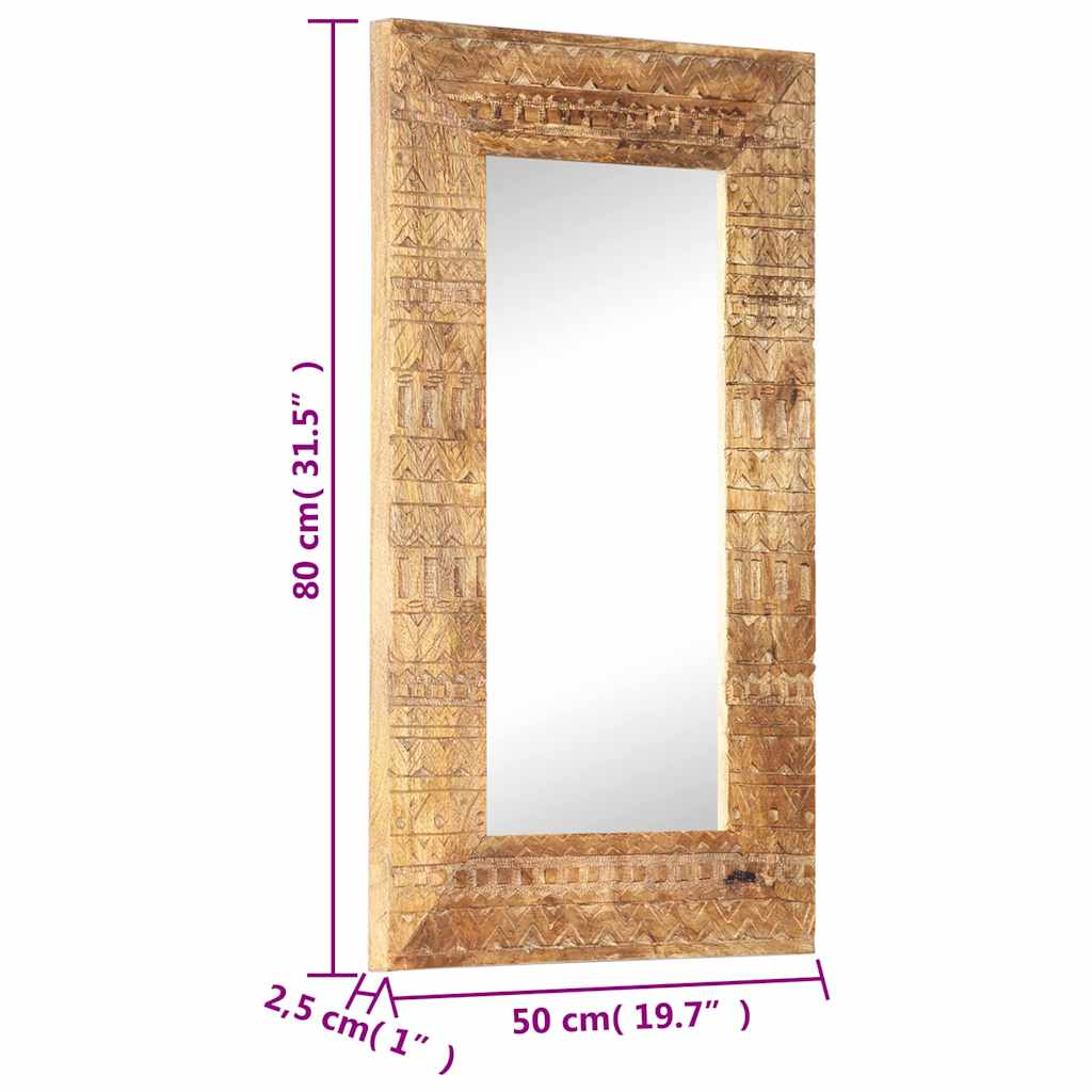 Hand-Carved Mirror 80x50x2,5 cm Solid Mango Wood