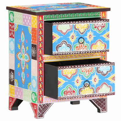 321666 vidaXL Hand Painted Bedside Cabinet 40x30x50 cm Solid Mango Wood