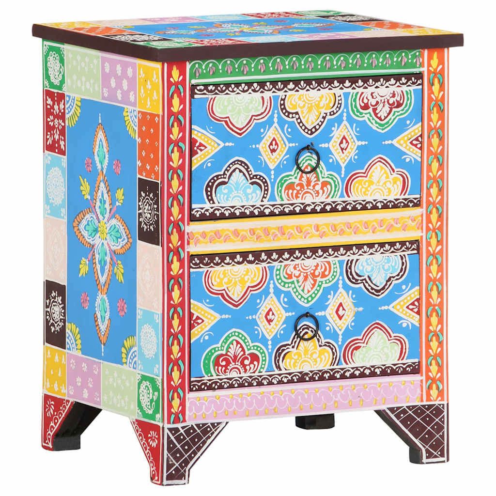 321666 vidaXL Hand Painted Bedside Cabinet 40x30x50 cm Solid Mango Wood