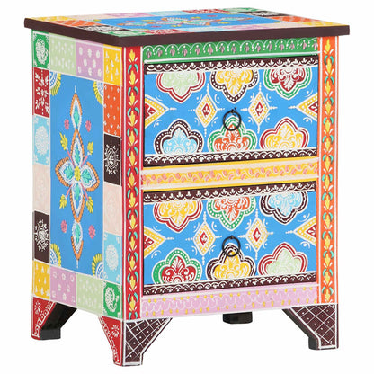 321666 vidaXL Hand Painted Bedside Cabinet 40x30x50 cm Solid Mango Wood