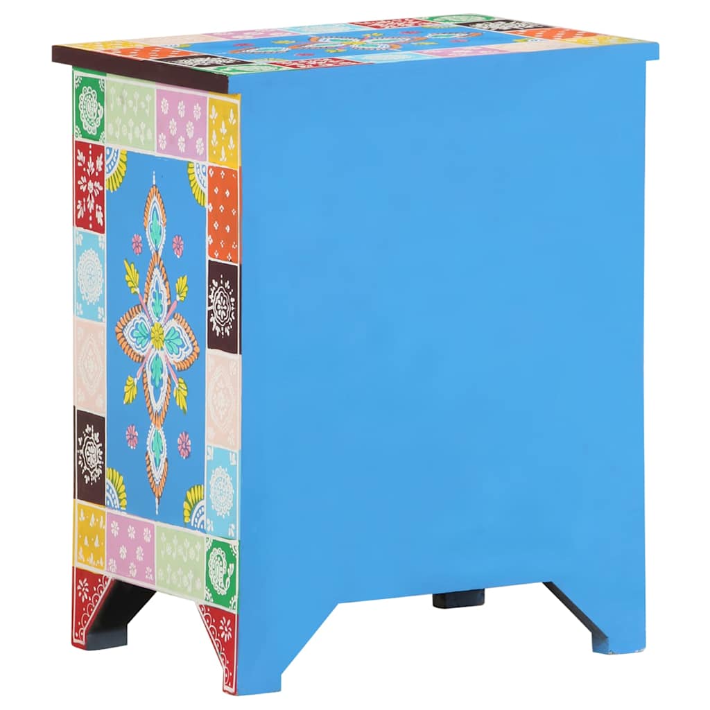 321666 vidaXL Hand Painted Bedside Cabinet 40x30x50 cm Solid Mango Wood