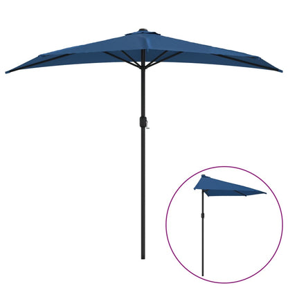 Balcony Parasol with Aluminium Pole Blue 270x144x222 cm Half