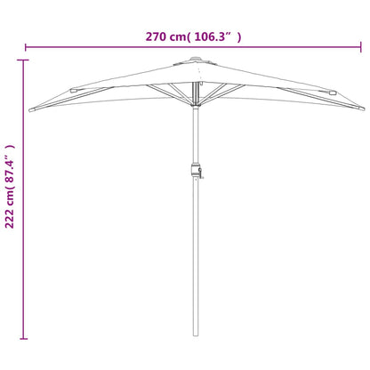Balcony Parasol with Aluminium Pole Blue 270x144x222 cm Half