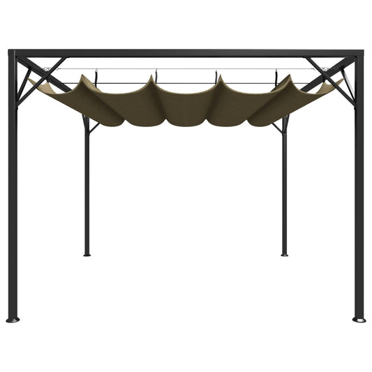 Garden Gazebo with Retractable Roof 3x3 m Taupe 180 g/m²