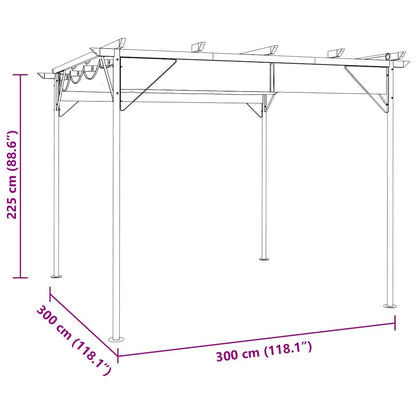 Pergola with Retractable Roof Taupe 3x3 m Steel 180 g/m²