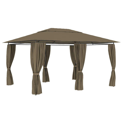 Garden Marquee with Curtains 4x3 m Taupe 180 g/m²