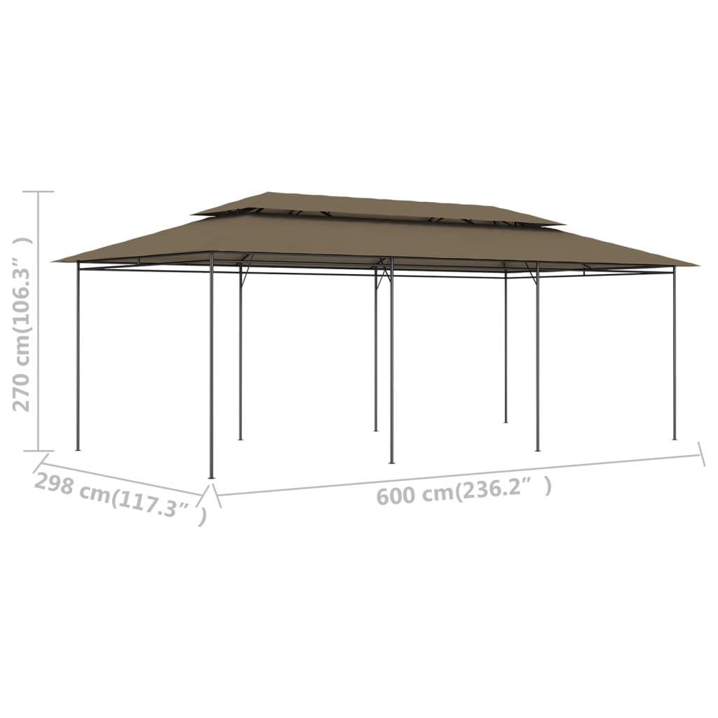 Gazebo 600x298x270 cm Taupe 180 g/m²