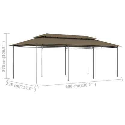 Gazebo 600x298x270 cm Taupe 180 g/m²