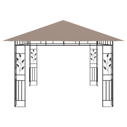 Gazebo with Mosquito Net 4x3x2.73 m Taupe 180 g/m²