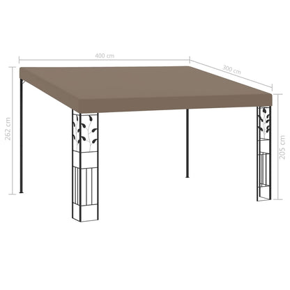 Wall-mounted Gazebo 4x3x2.5 m Taupe