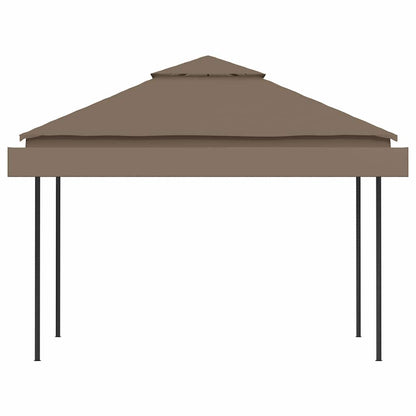 Gazebo with Double Extending Roofs 3x3x2.75 m Taupe 180g/m²