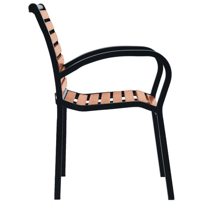 Garden Chair | Set of 2 | Black and Brown | Steel and WPC | Standard