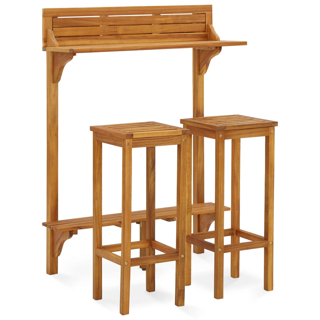 Balcony Bar Set | Natural wood | Solid acacia wood, metal | Standard