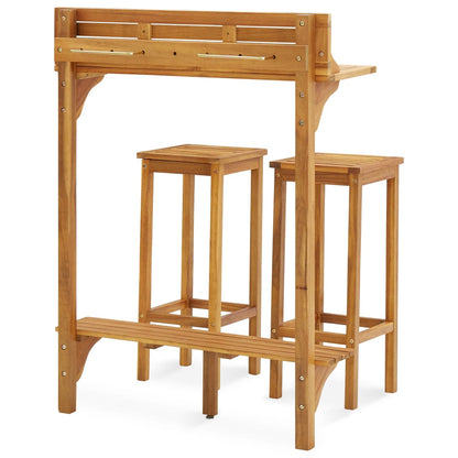 Balcony Bar Set | Natural wood | Solid acacia wood, metal | Standard