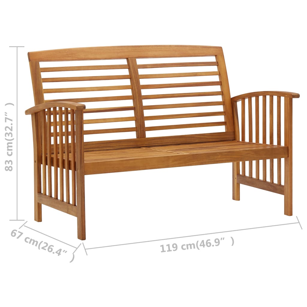 Garden Bench | Natural Wood | Solid Acacia Wood | Medium | Durable