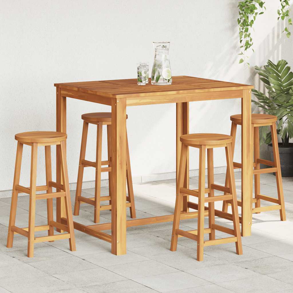 Bar Stool | Set of 4 | Acacia Wood Color | Solid Acacia wood | Standard