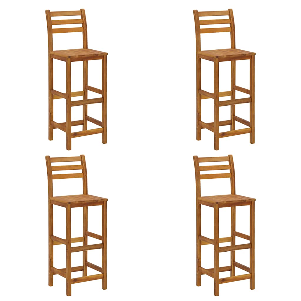 Bar Stool | Set of 4 | Natural wood | Solid acacia wood | Standard