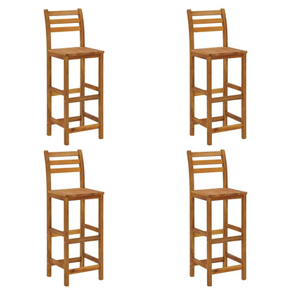 Bar Stool | Set of 4 | Natural wood | Solid acacia wood | Standard