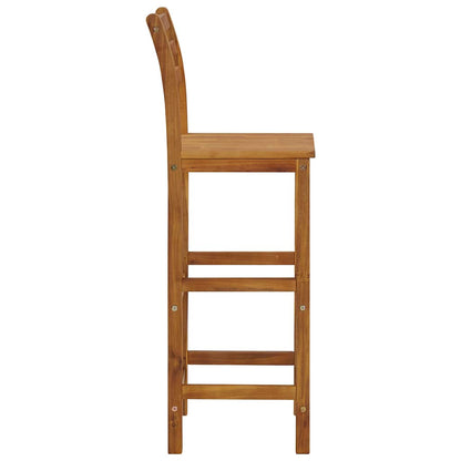 Bar Stool | Set of 4 | Natural wood | Solid acacia wood | Standard