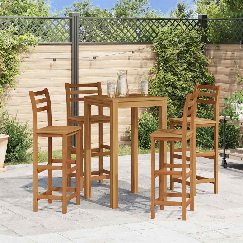 Bar Stool | Set of 4 | Natural wood | Solid acacia wood | Standard
