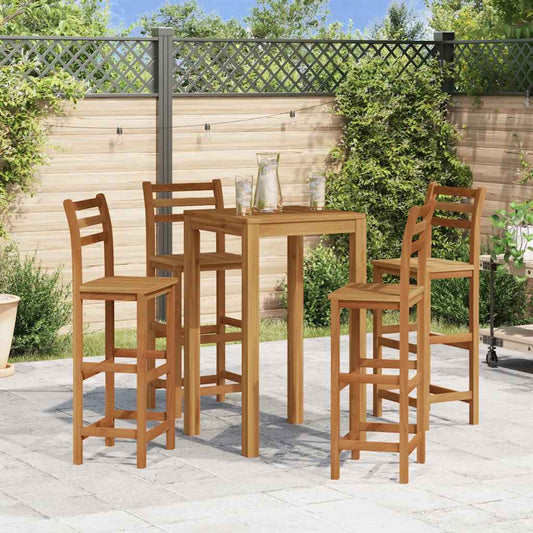 Bar Stool | Set of 4 | Natural wood | Solid acacia wood | Standard
