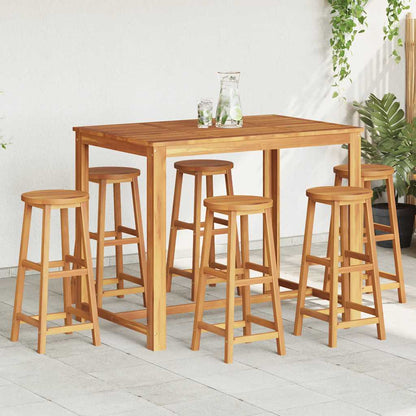 Bar Stool | Set of 6 | Solid acacia wood | Standard | Footrest