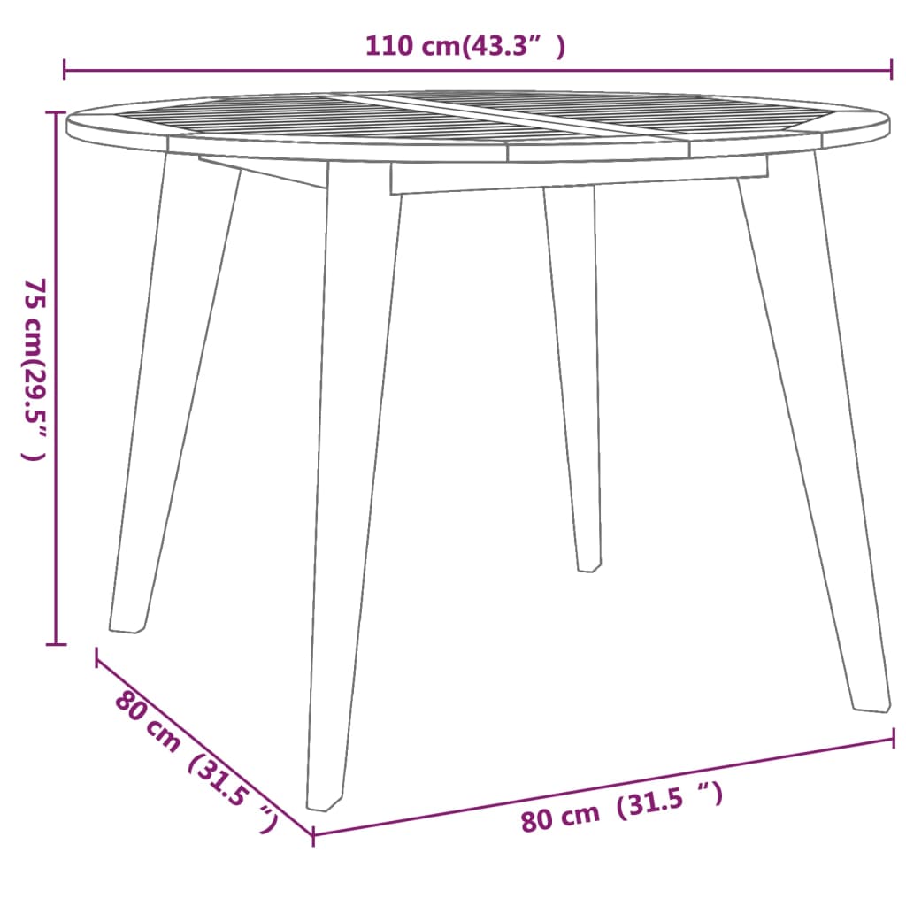 Garden Table | Brown | Solid Acacia wood | Medium | Durable