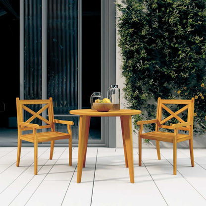 Dining Chair | Set of 2 | Brown | Solid Acacia Wood with an Oil Finish